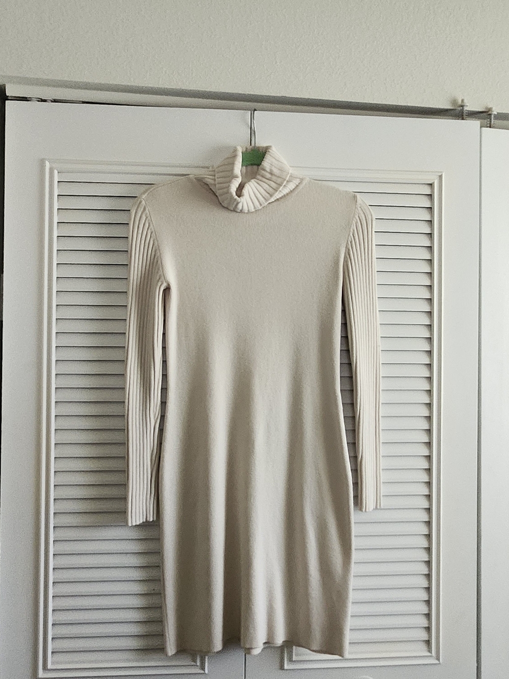 Moda International Cream Turtleneck Long-Sleeve Sweater Dress